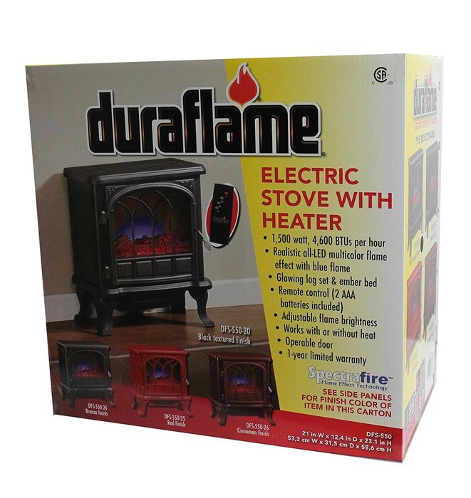 Duraflame 400 Sq Ft 1500W Electric Stove Fireplace Heater w/Flame