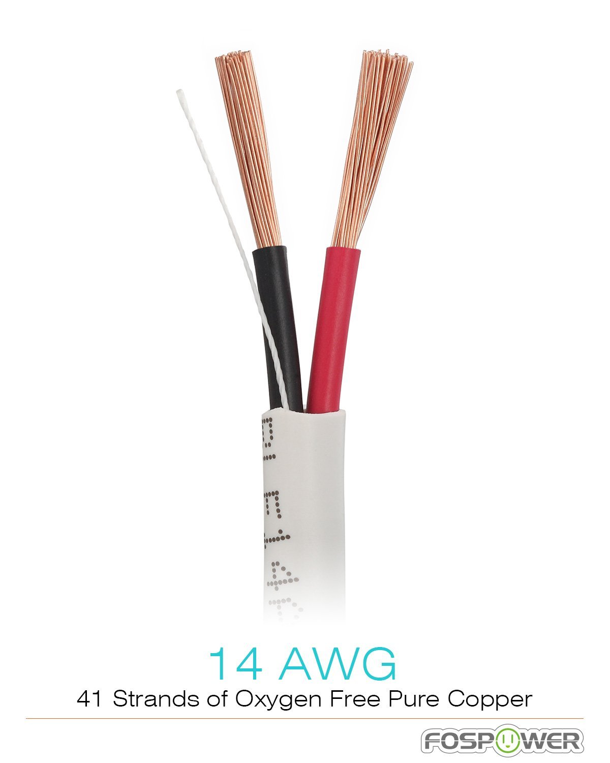 FosPower CL2 Rated 14AWG 2Conductor InWall Speaker Wire (100 Feet