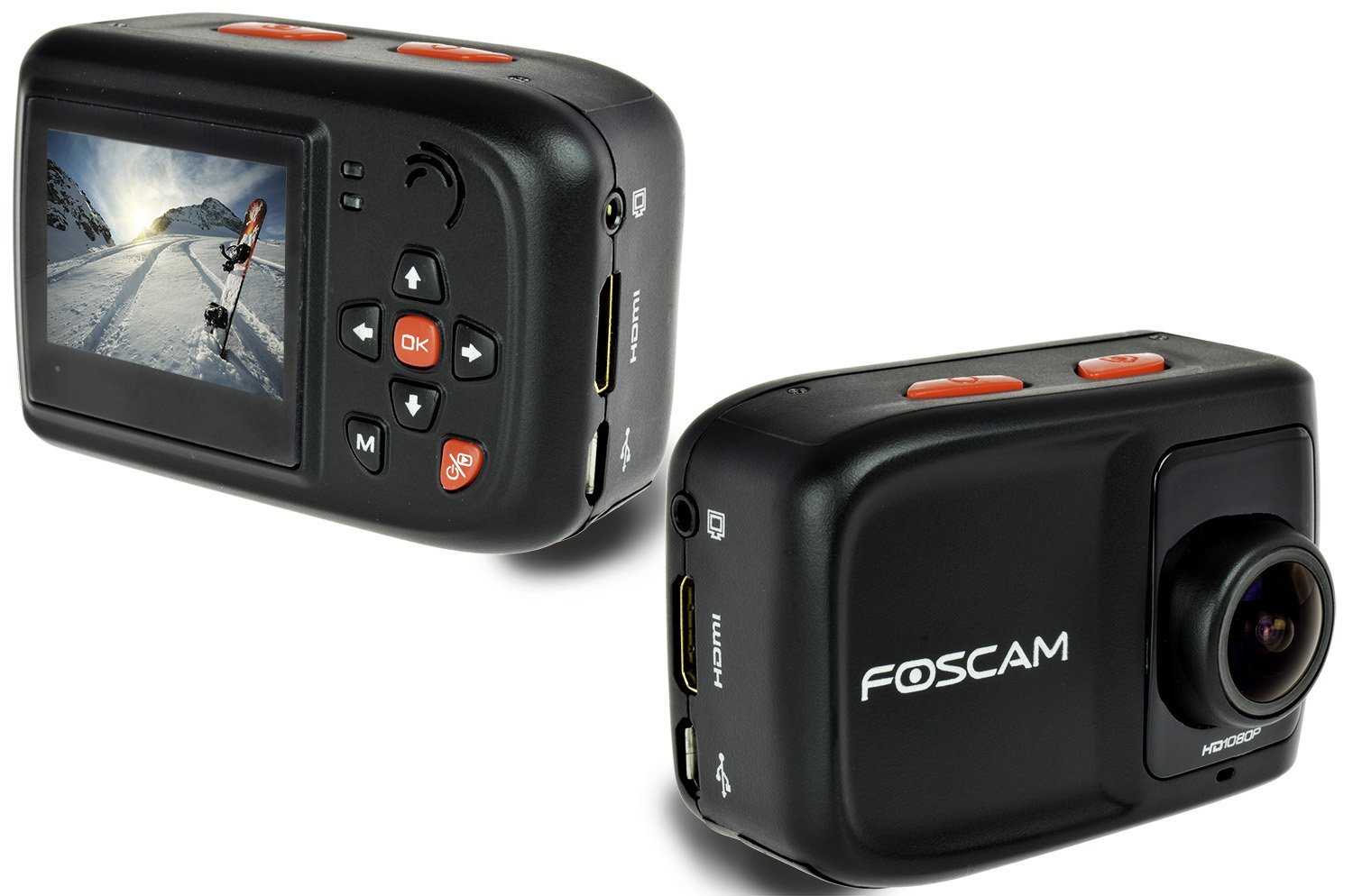 Foscam AC1080 Action Camera HD 1080P, 12MP 3x Rapidshot, 170° Viewing