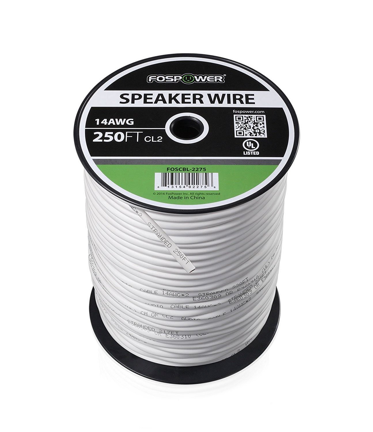 FosPower CL2 Rated 14AWG 2Conductor InWall Speaker Wire (100 Feet
