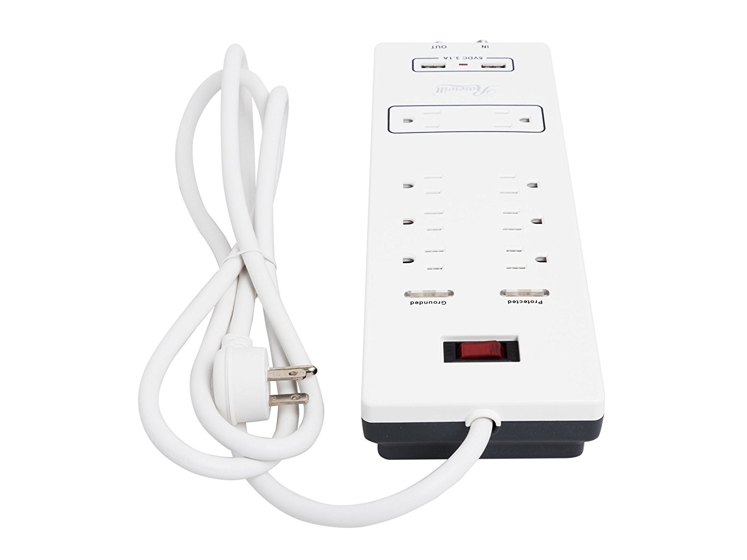 Rosewill RHSP15001 8Outlet Surge Protector, Fireproof 2300 Joules
