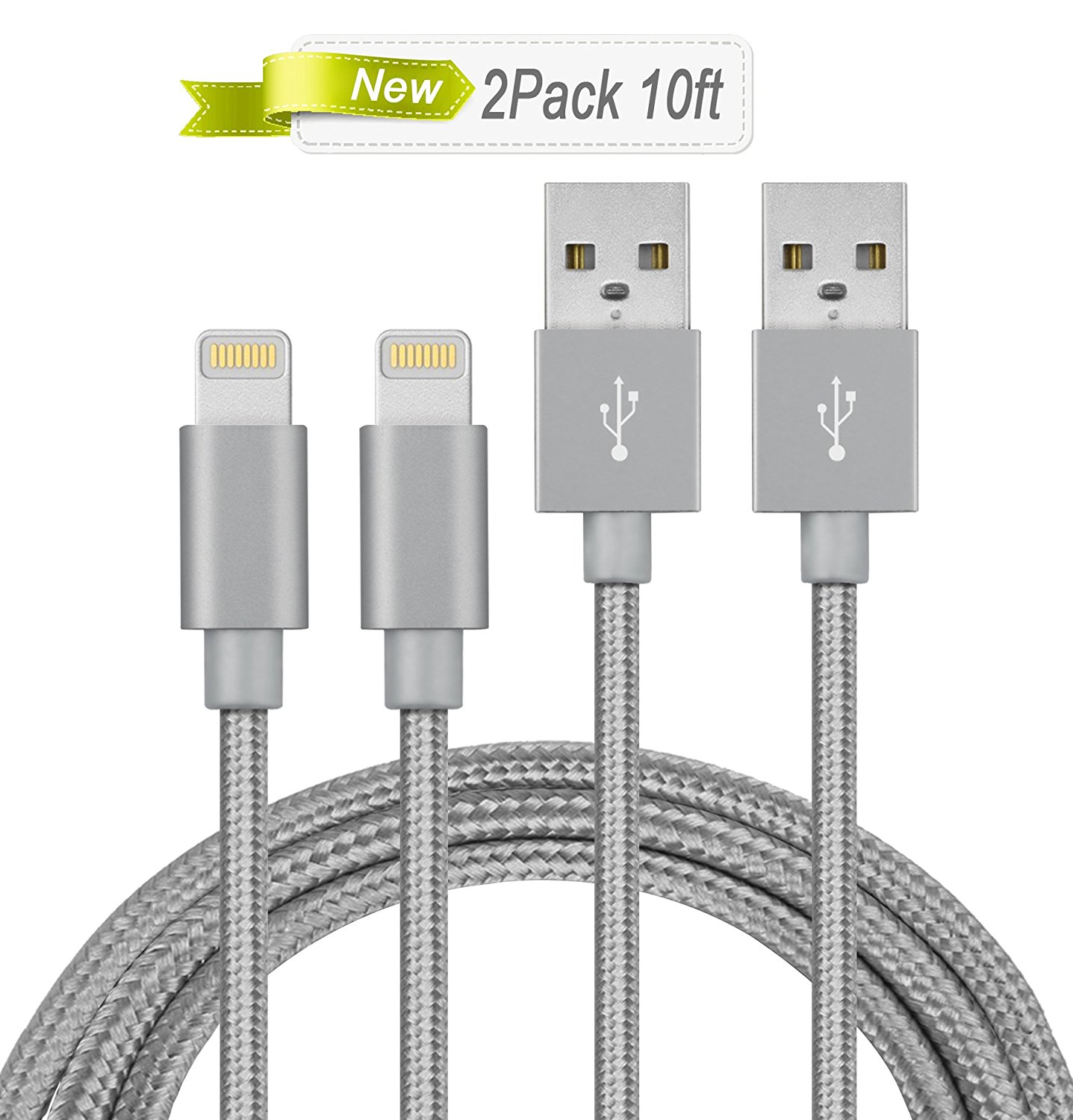IPhone Charging Wire, MarchPower 2 Pack 10ft Extra Long Nylon Braided