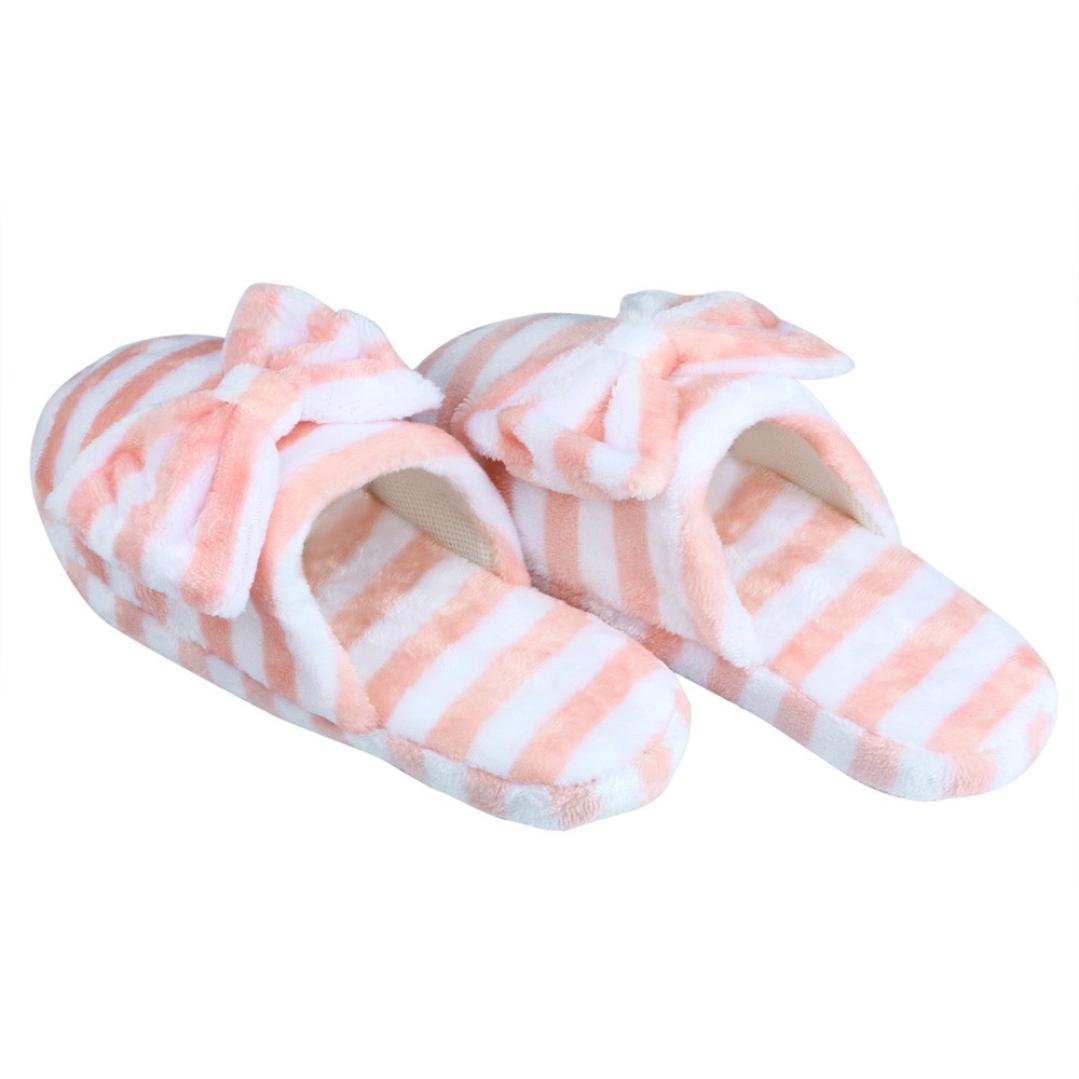 AutumnFall Women's Cozy Cotton House Slippers (M, Orange) free image