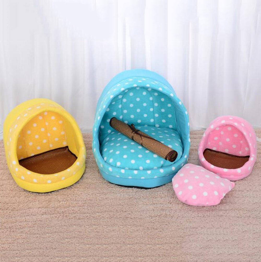 KAKA(TM) Pets Cute Warm Bed Dogs Sleeping House Pink Color Rose Dots M
