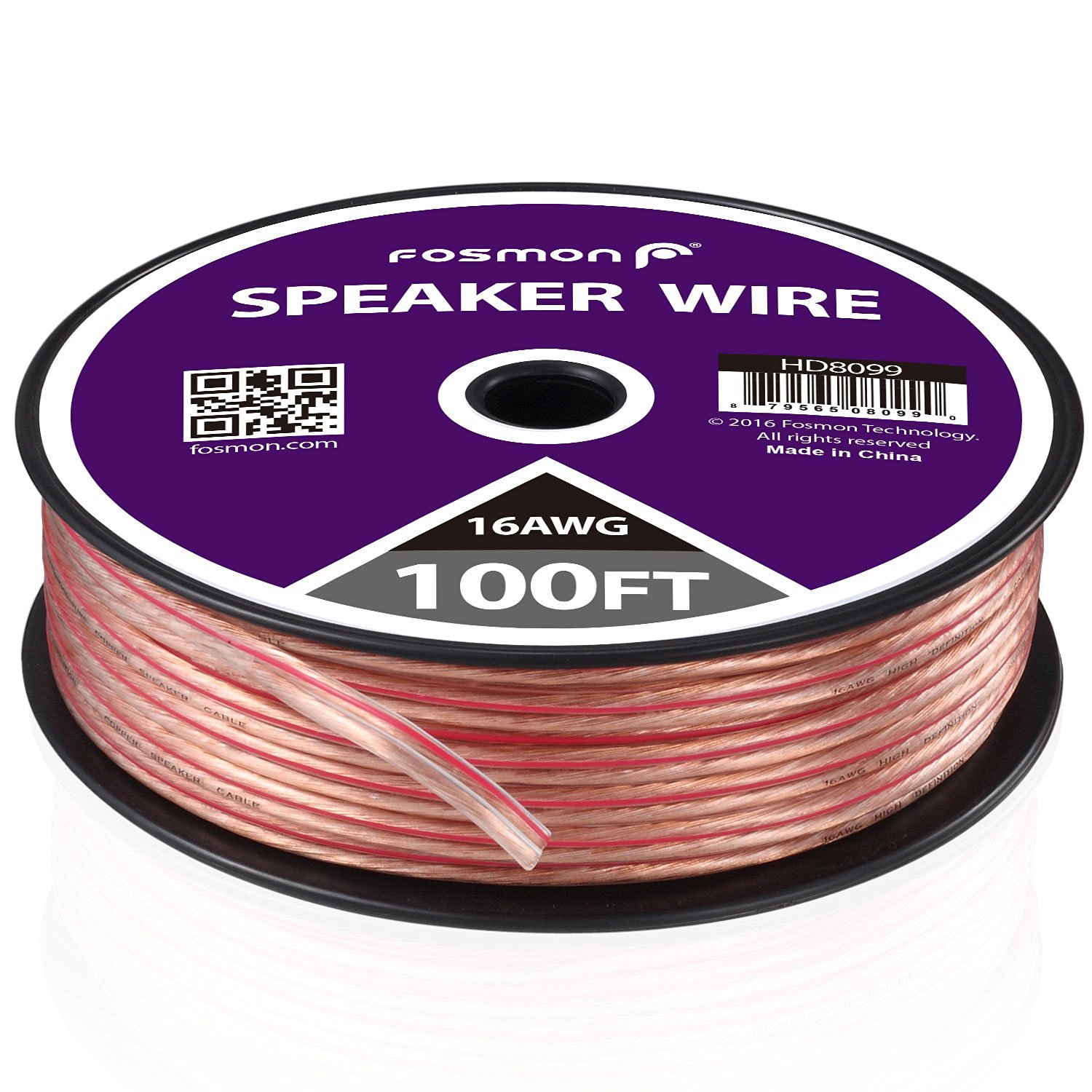 Fosmon [12 Gauge 50ft] AWG CopperClad Aluminum (CCA) Speaker Wire