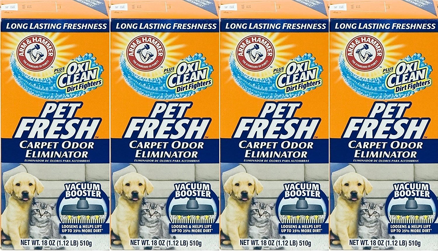 4 Pk, Arm & Hammer Pet Fresh Carpet Odor Eliminator Plus Oxi Clean Dirt