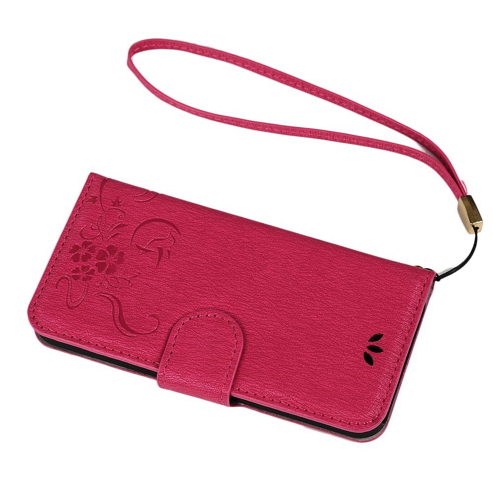 IPhone SE Case,iPhone 5S Case,iPhone 5 Case Flip Wallet Case Stand Vintage Embossed Flowers PU