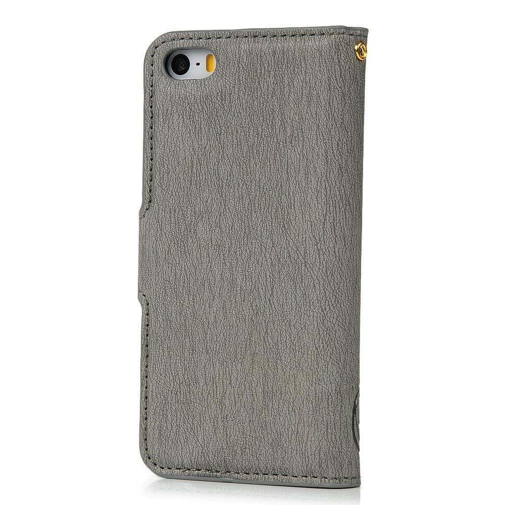 IPhone SE Case,iPhone 5S Case,iPhone 5 Case Flip Wallet Case Stand Vintage Embossed Flowers PU