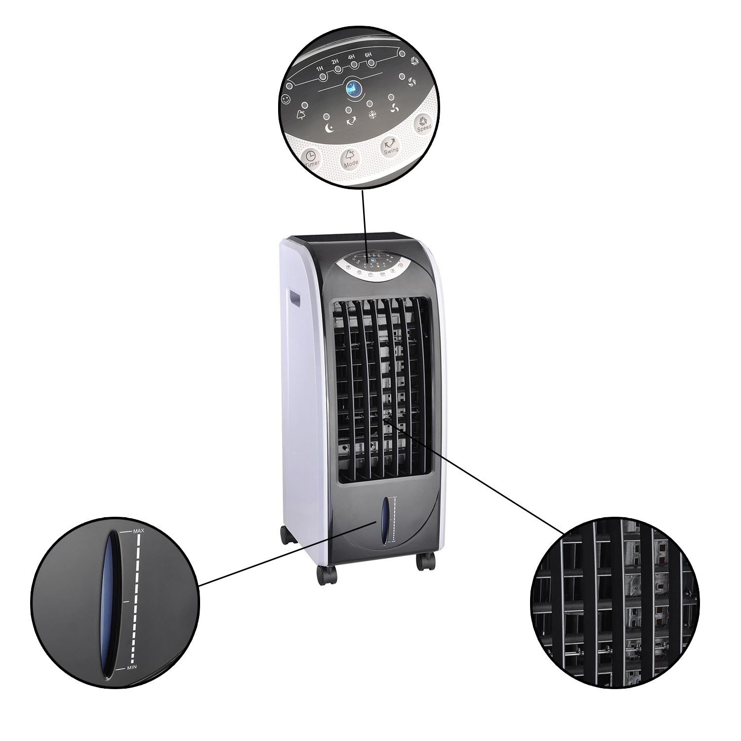 Koval Inc. 65w Portable Remote Control Evaporative Air Cooler Fan Humidifier w 6L Tank (65 W