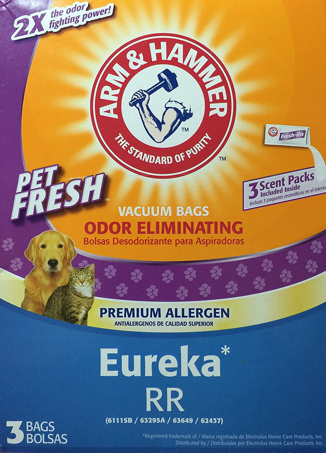 Arm & Hammer Pet Fresh Odor Eliminating Vacuum Bags for Eureka style RR