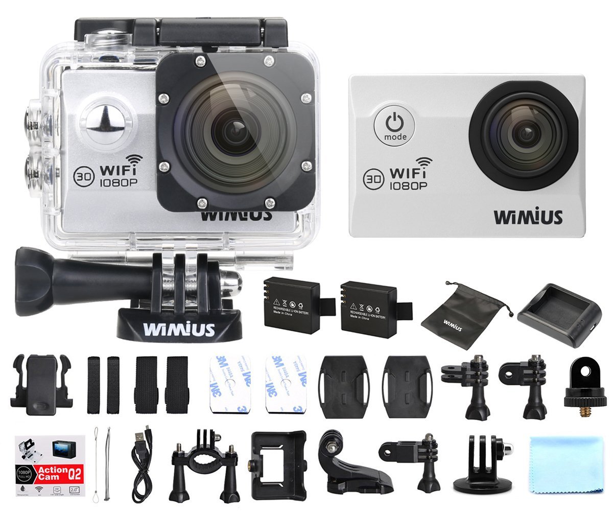 WiMiUS Sports Camera 1080P WiFi 2.0'' Waterproof Action Camera 12MP HD