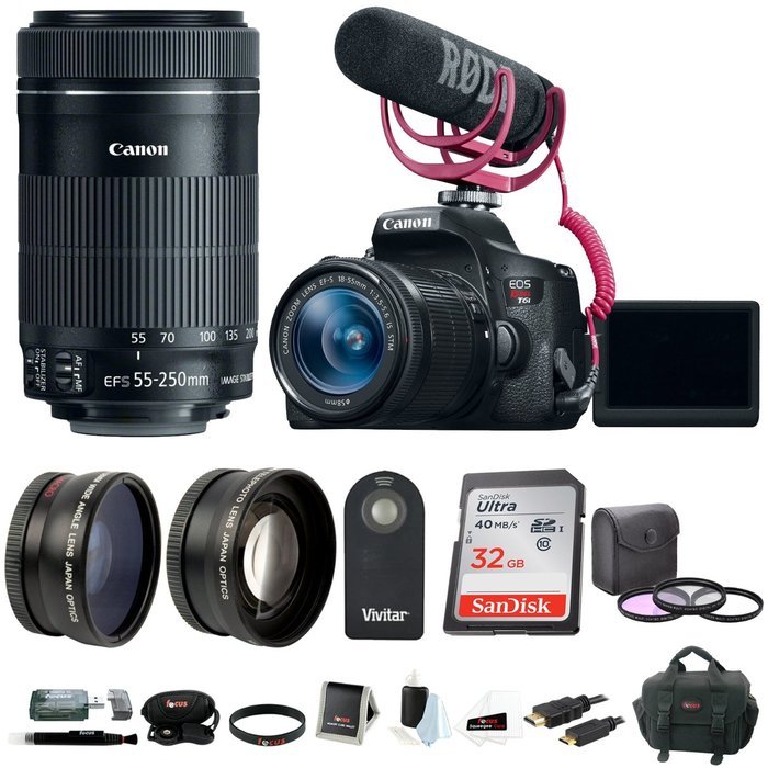 Canon EOS Rebel T6i DSLR Video Creator Kit with 1855mm & 55250mm Lens