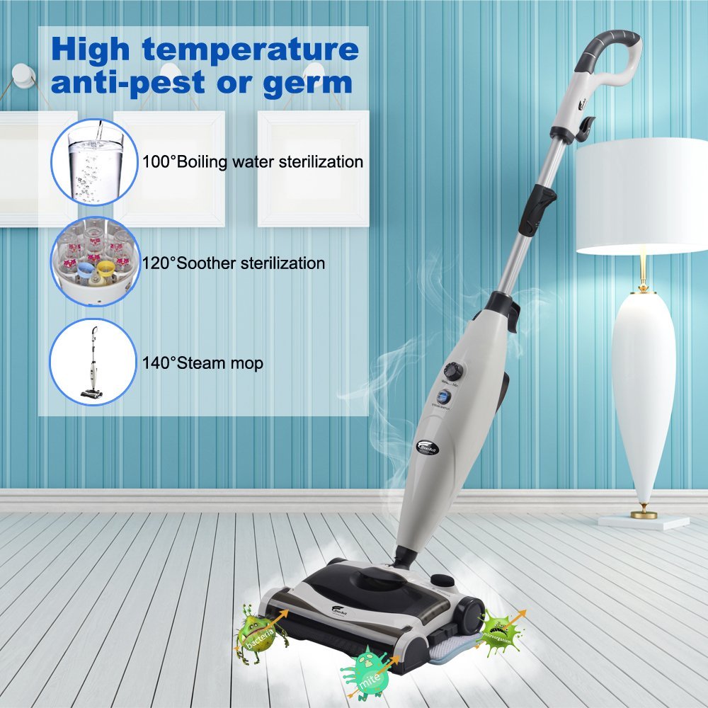Hausbell MW8100 AllinOne Sweeper and Steam Mop for Floor and Carpet
