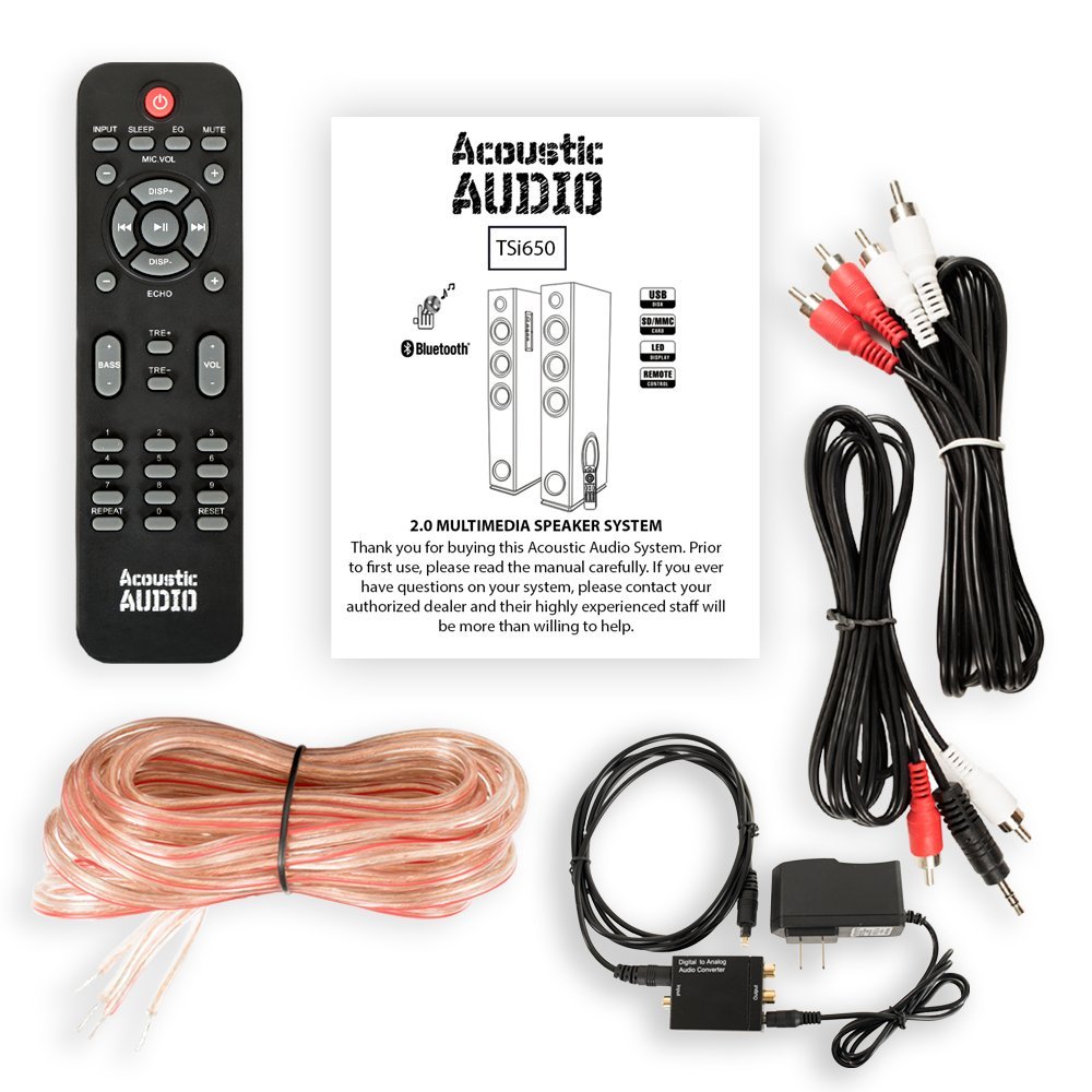 Acoustic Audio TSi650 Bluetooth Powered Floorstanding Tower Multimedia