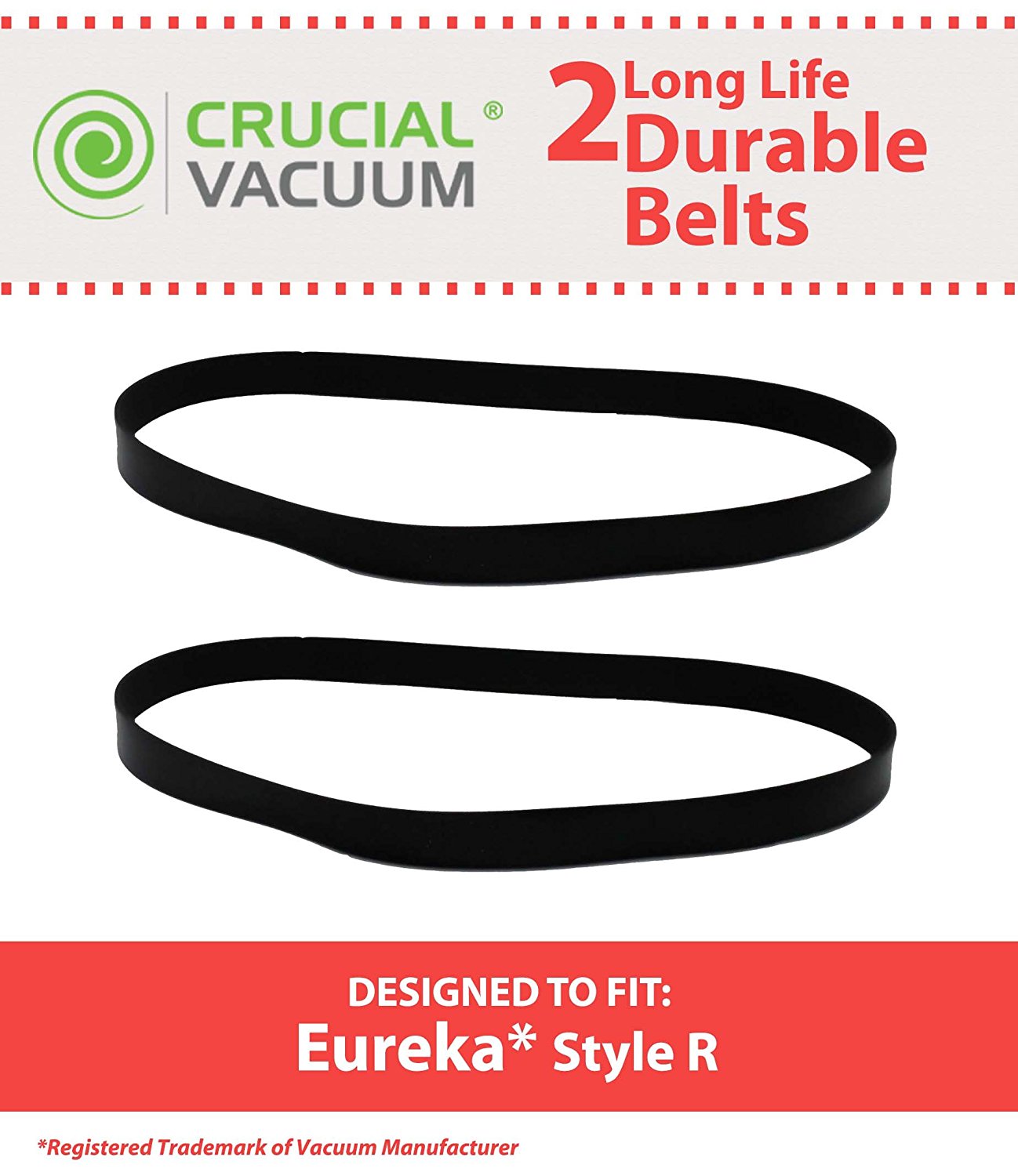 Crucial Vacuum Brand Eureka R Style Belt 2Pack for 4800 SmartVac