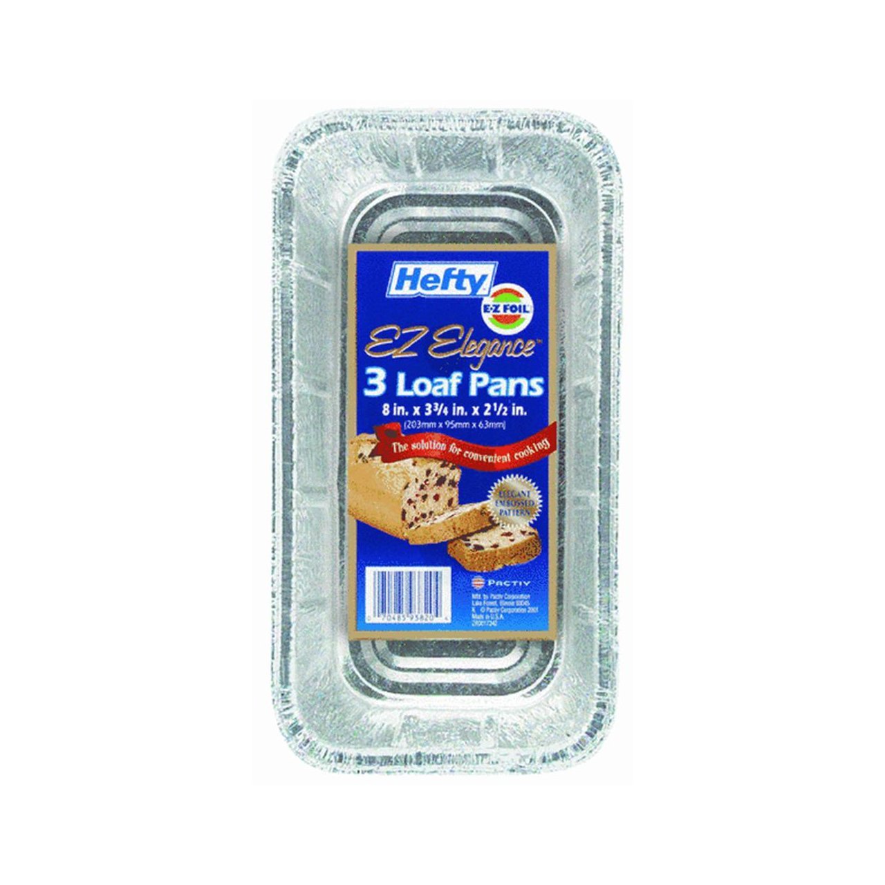 93820 Hefty EZ Foil Aluminum Rectangular Medium Loaf Pan 8"x3.75"x2.5