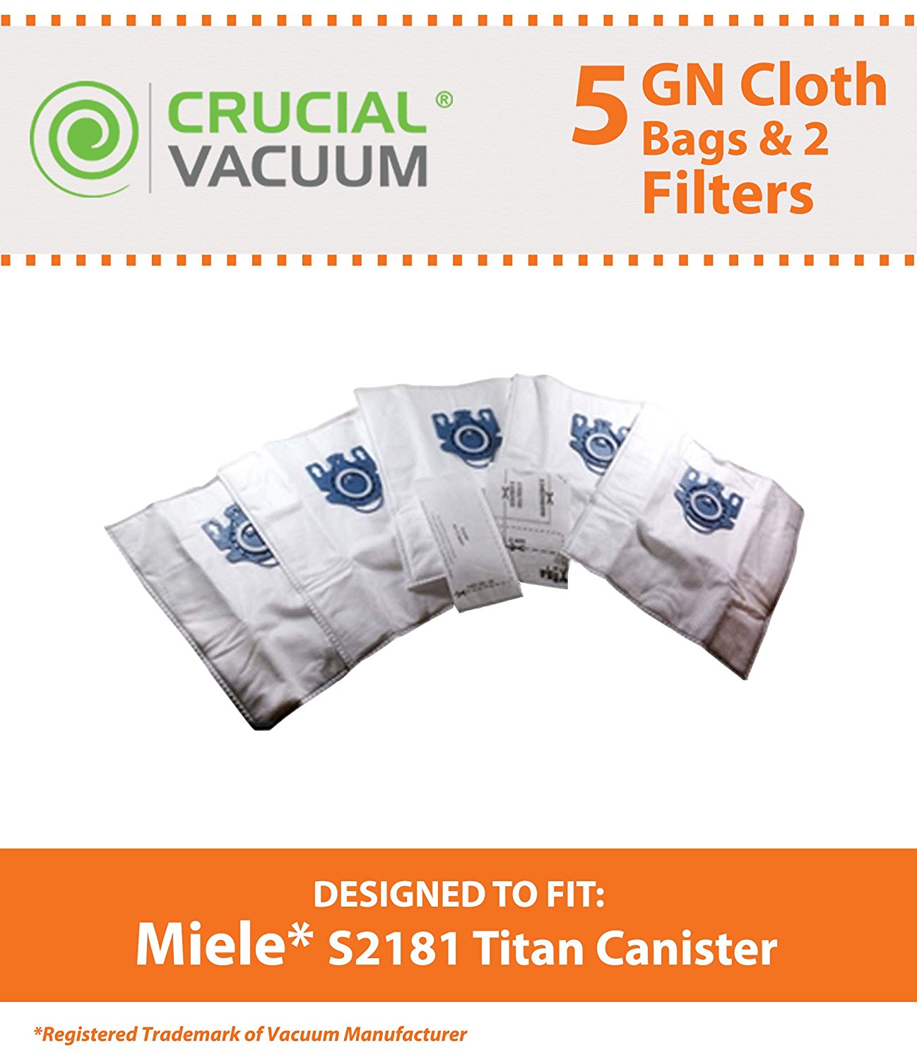 5 Miele GN HEPA Style Deluxe Allergen High Filtration Vacuum Bags + 2