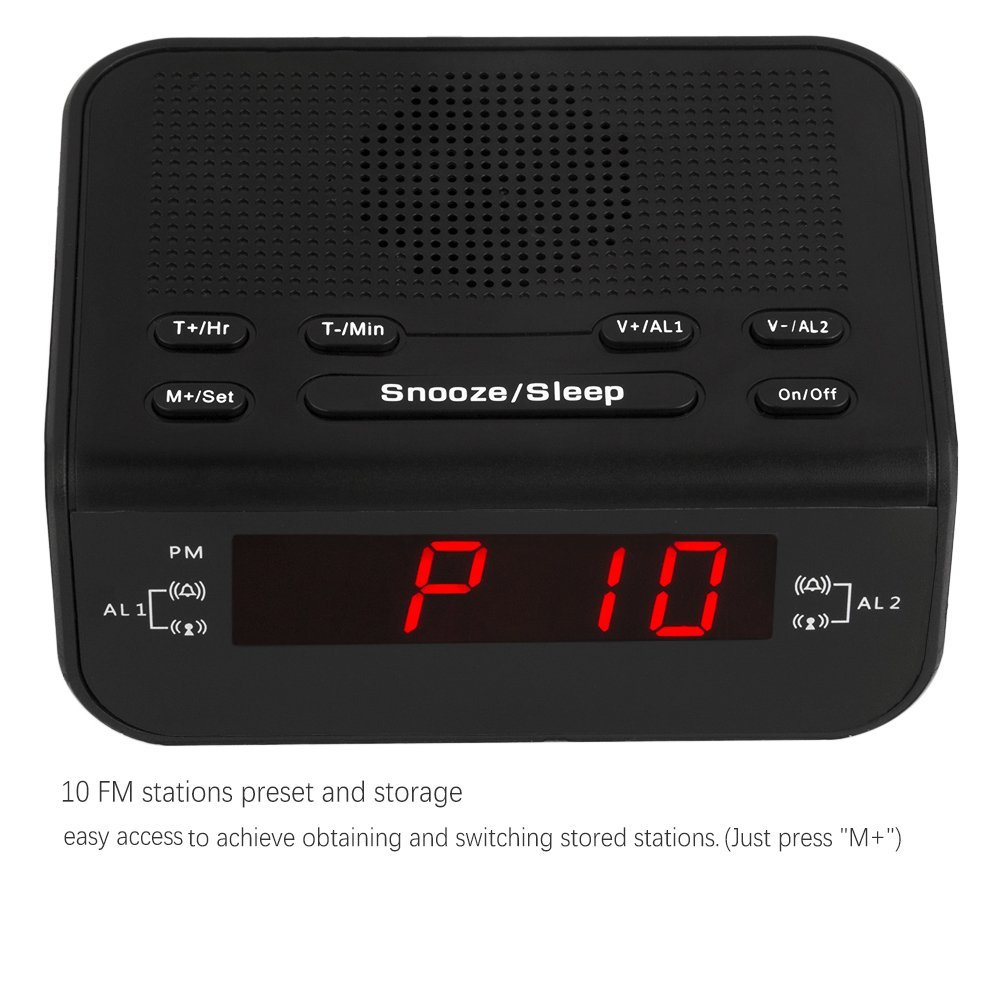 Peakeep Little Digital FM Alarm Clock Radio with Dual Alarm, Snooze