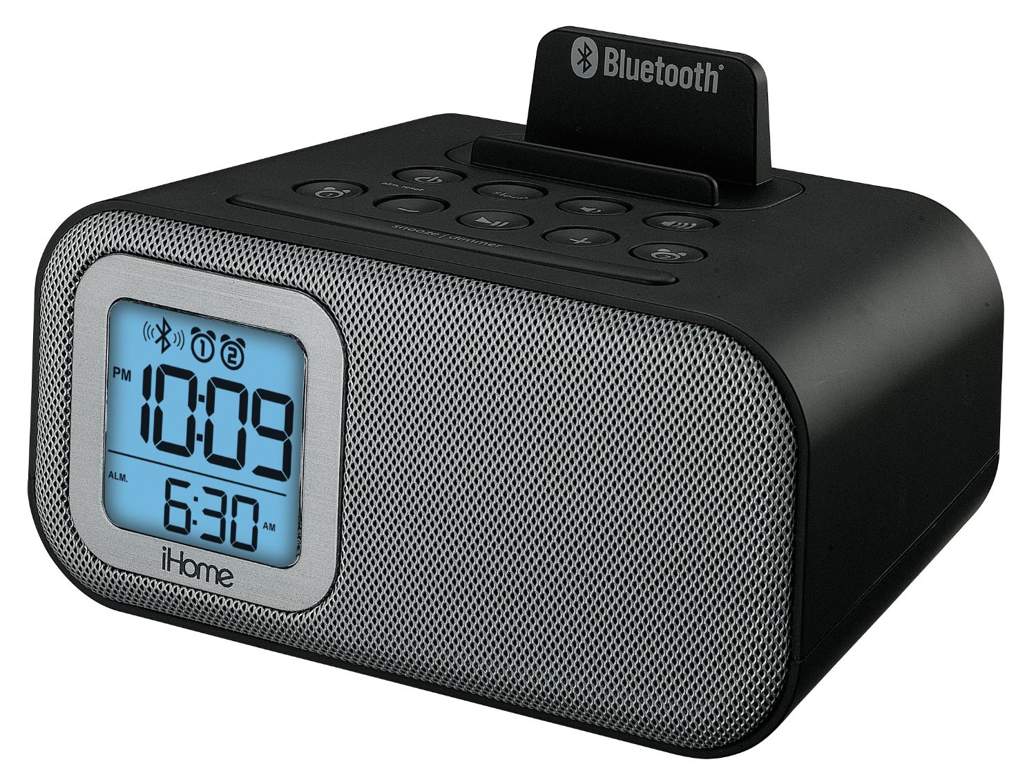 IHome iBT22WS Bluetooth Bedside Dual Alarm Clock with USB Charging and