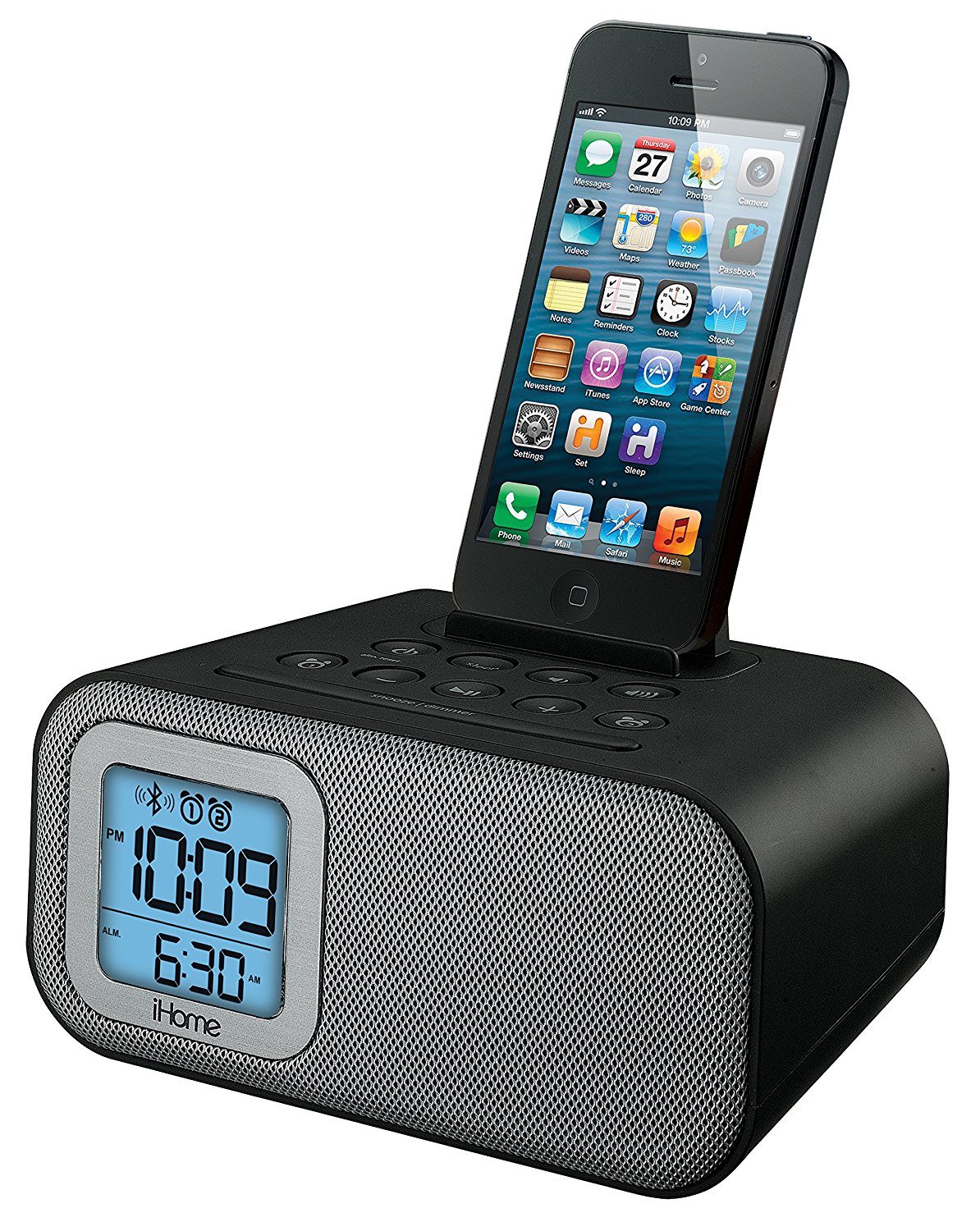 IHome iBT22WS Bluetooth Bedside Dual Alarm Clock with USB Charging and