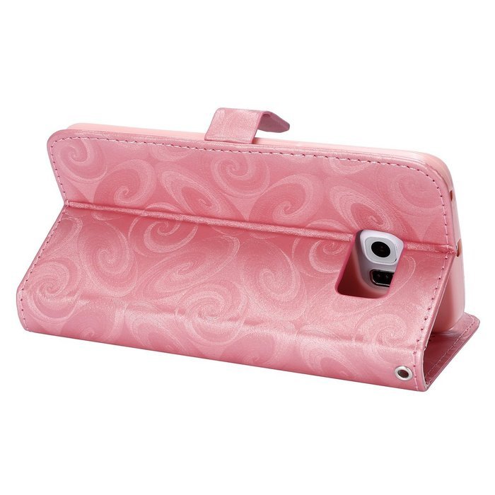 Galaxy S6 Edge Wallet Case, PHEZEN Bling Liquid Glitter Love Heart