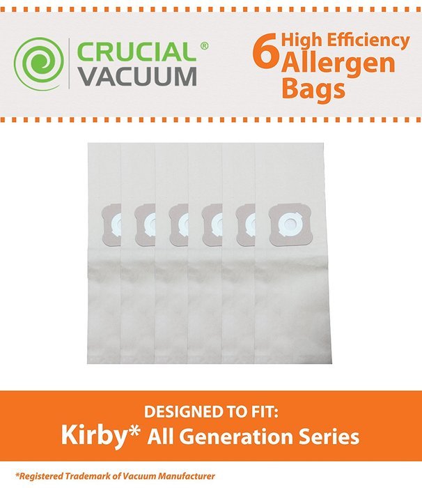 Crucial Vacuum 6 Paper Bags Fits All Kirby Generation, G3, G4, G5, G6