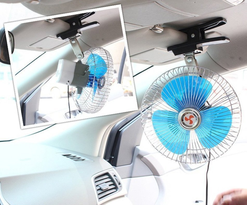 Happykueen 6 Inch 12V Portable Vehicle Auto Car Fan Oscillating Car