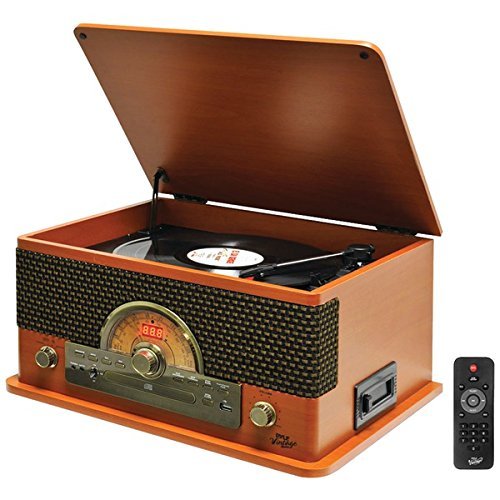 New PYLE PRO PTCD56UBWD RetroStyle Bluetooth Turntable with Vinyl to