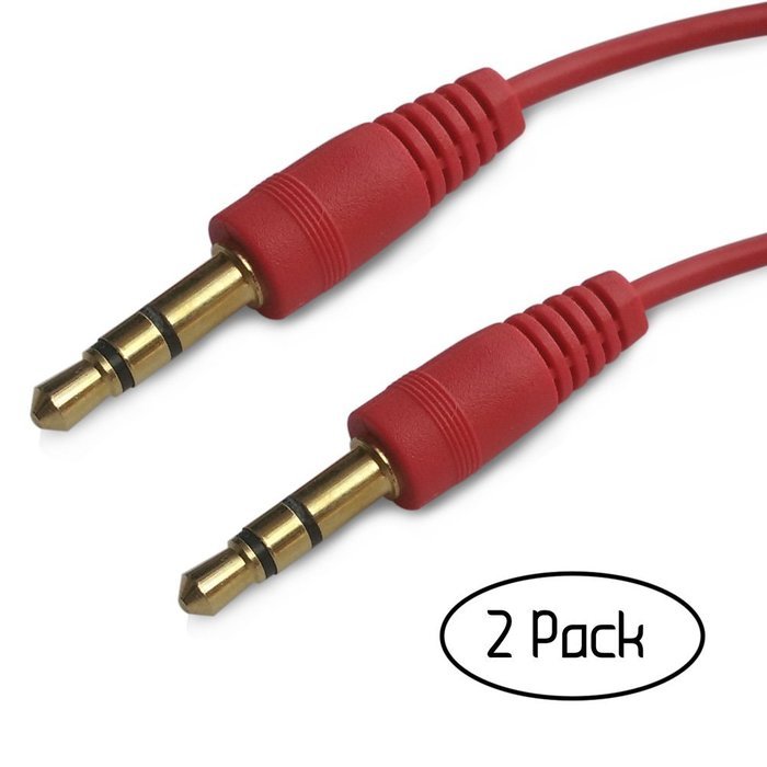 BesCable® Aux Cord (2 Pack), 5ft (1.5m) Male to Male Aux Cable