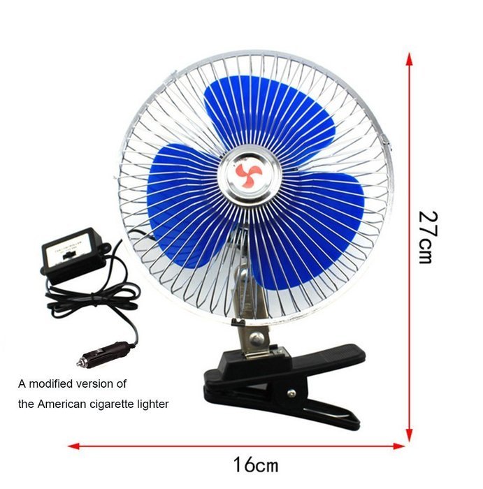 Happykueen 6 Inch 12V Portable Vehicle Auto Car Fan Oscillating Car