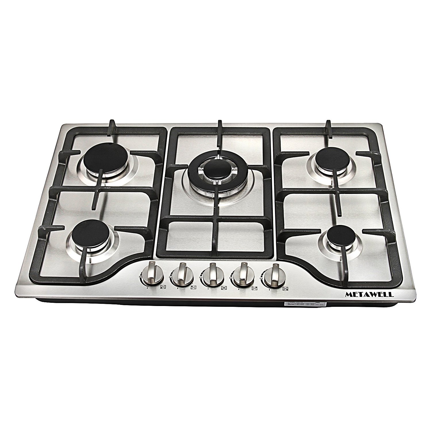 METAWELL New 30" Stainless Steel 5 Burner Builtin Stoves Natural Gas