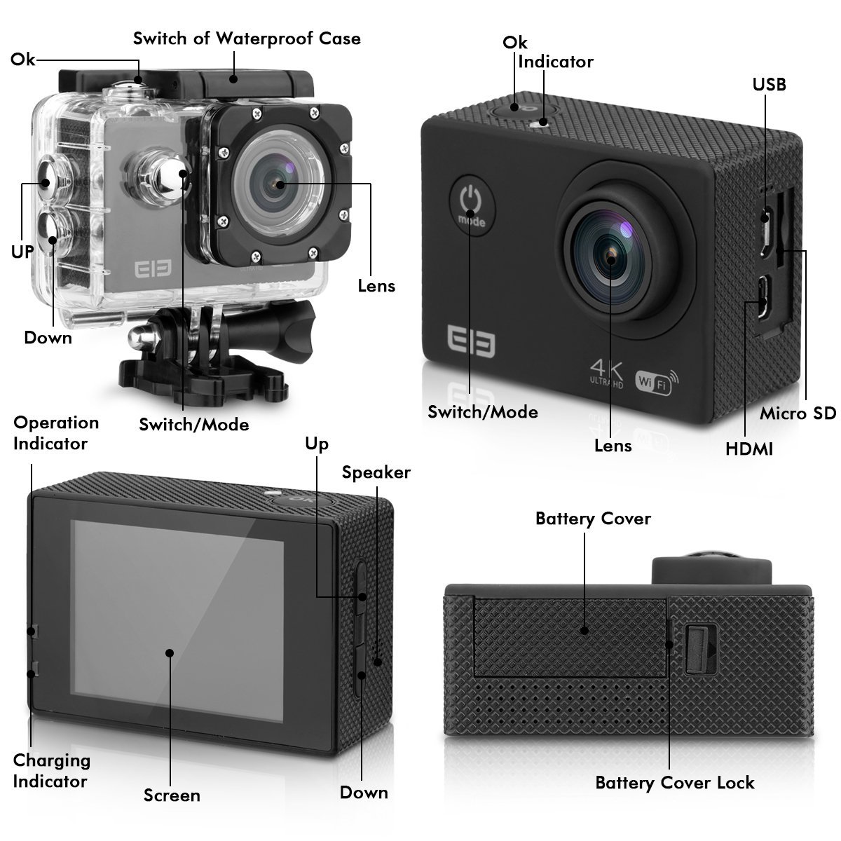 Elephone ELE Explorer Action Camera Wifi Ultra HD 4K 15fps 16MP 2.0