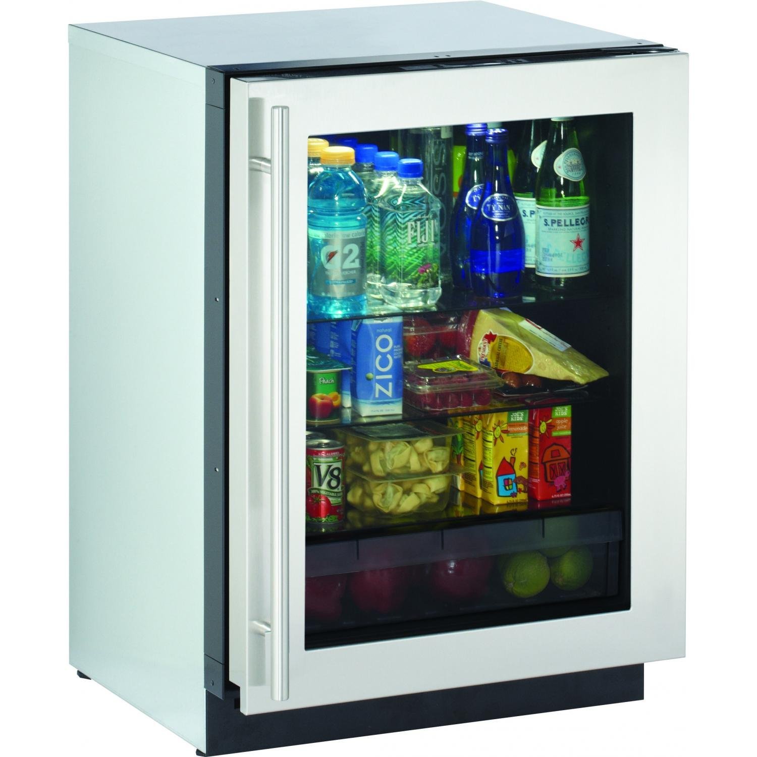 ULine 24" Stainless Steel Glass Door Compact Refrigerator free image