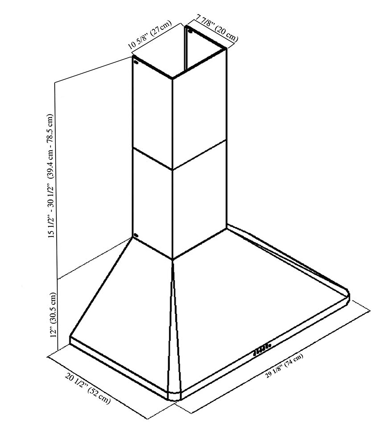 Ancona Rapido Chef II Pyramid 900 CFM Wall Mount Range Hood, 36Inch N9