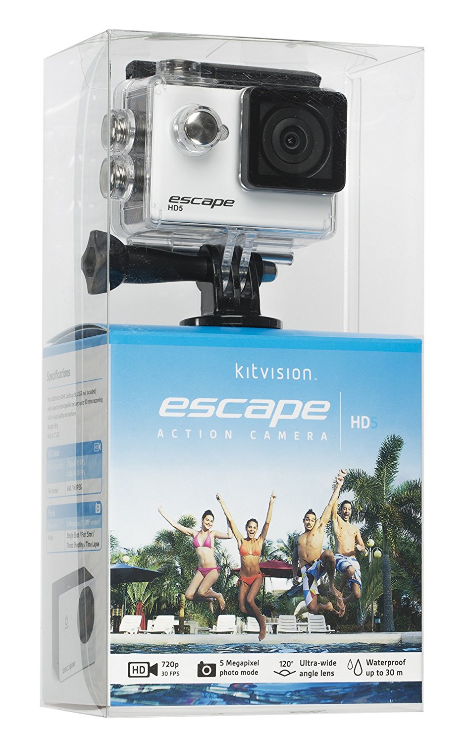 Kitvision Escape HD5 Waterproof HD 720p Action Camera with Mounting