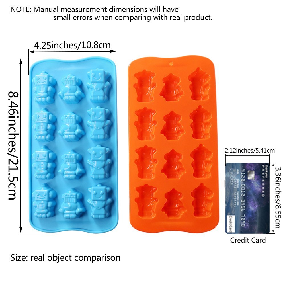 Candy Making Molds, 2PCS YYP [12 Cavity Robot Shape Mold] Silicone