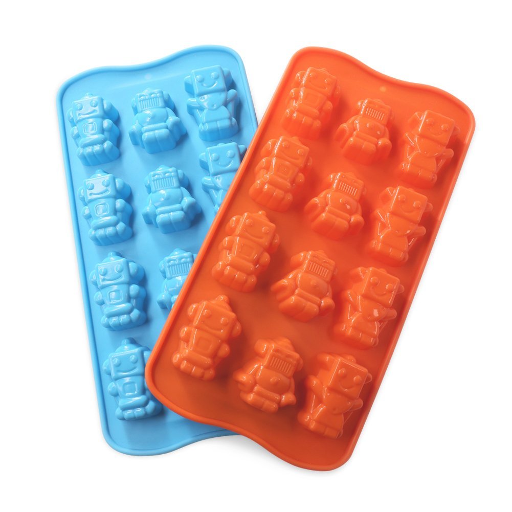 Candy Making Molds, 2PCS YYP [12 Cavity Robot Shape Mold] Silicone