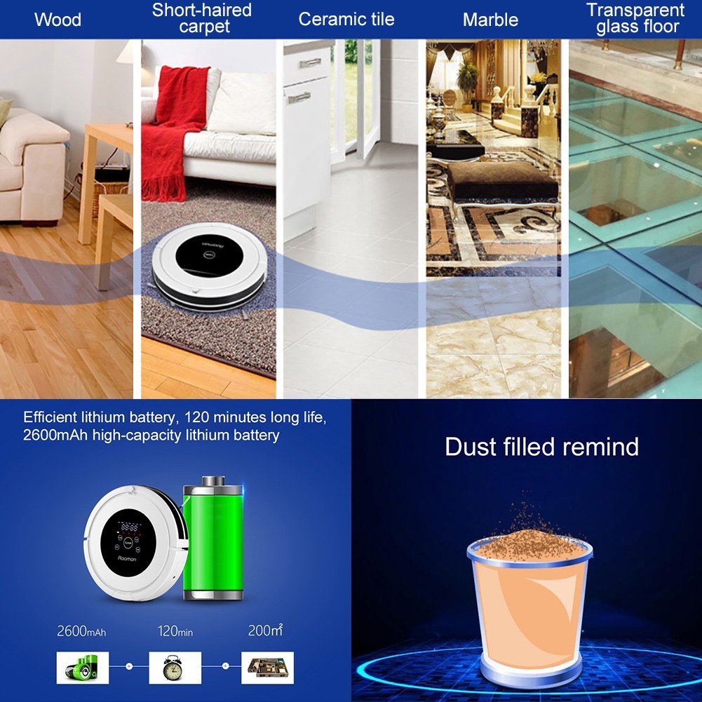 Ryham Floor Sweeping Cleaning Robot Vacuum Cleaner Duster Robotic Self