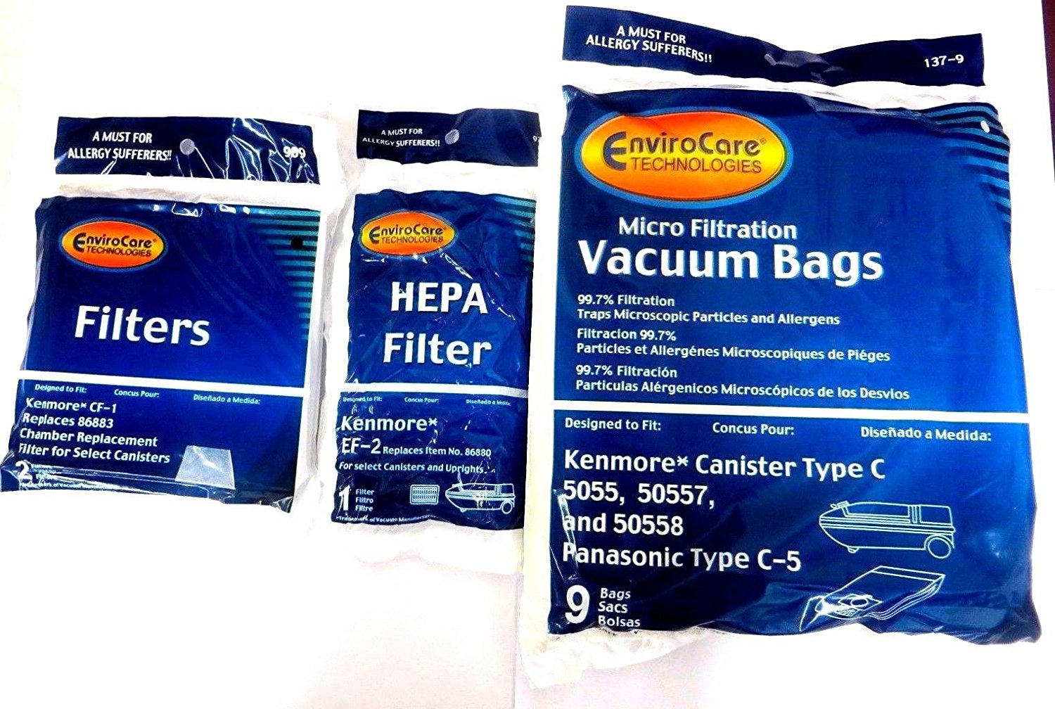 Envirocare Kenmore Mircrofiltration Canister Vacuum Bags 50558, 5055
