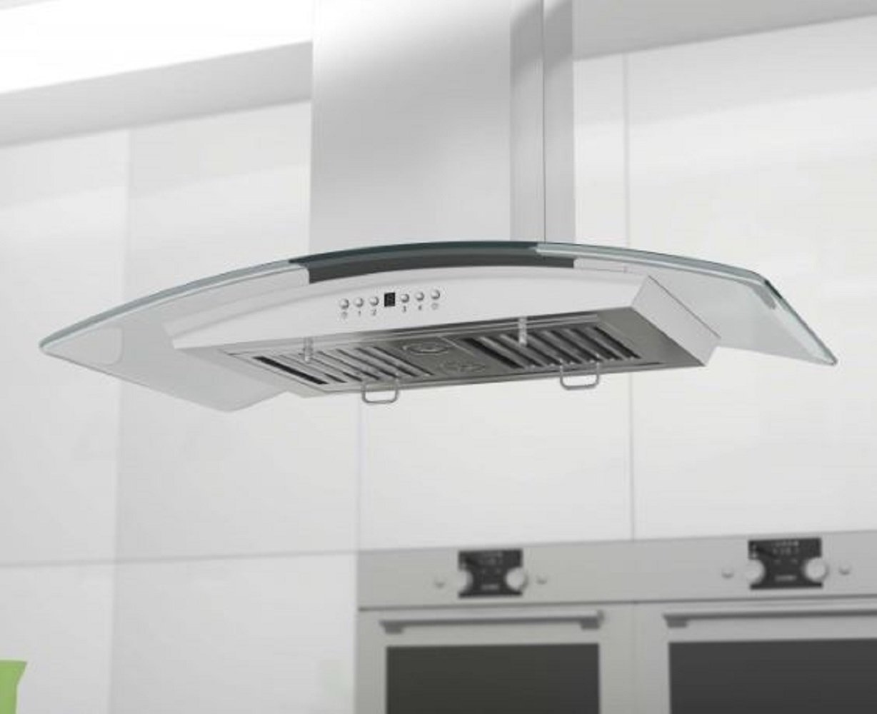 Z Line GL5i36 Stainless Steel and Glass Island Mount Range Hood, 36