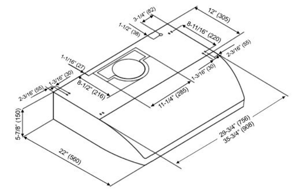 KOBE Range Hoods CH2236SQB1 Under Hood 6Speed, 720 CFM with