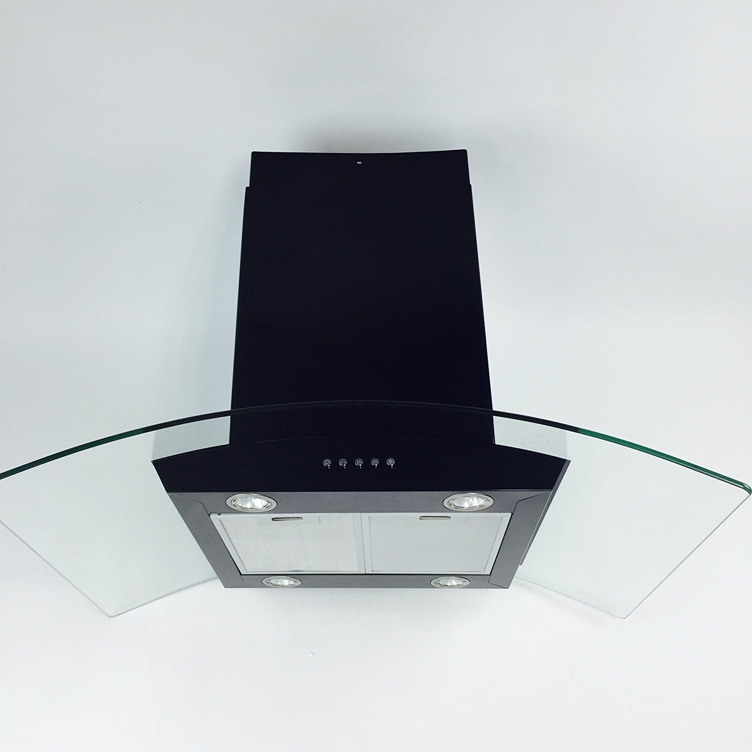 Eureka 30" European Style Glass Black Island Mount Range Vent Hood N3