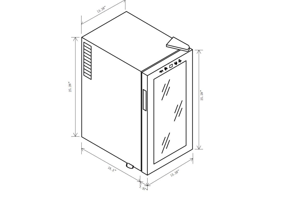 AKDY® 18 Bottle Single Zone Thermoelectric Stainless Steel Freestanding Wine Cooler Cellar