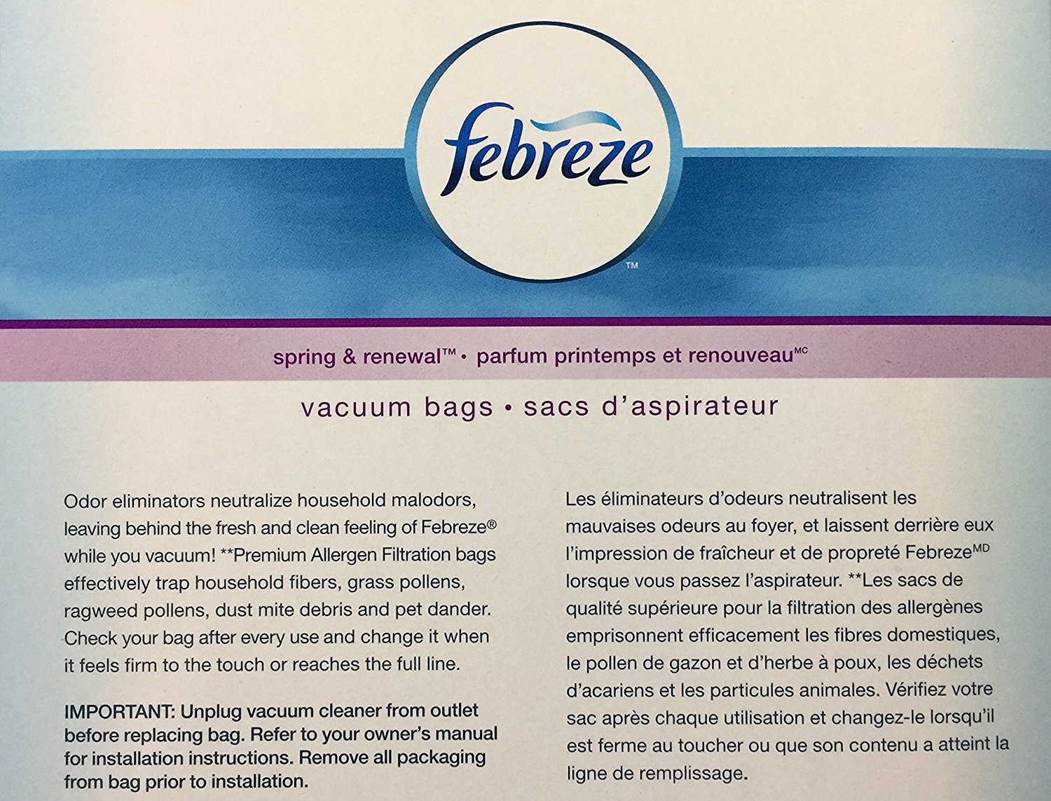 Febreze Vacuum Bags, Hoover Style Y, Pack of 3 N3 free image download