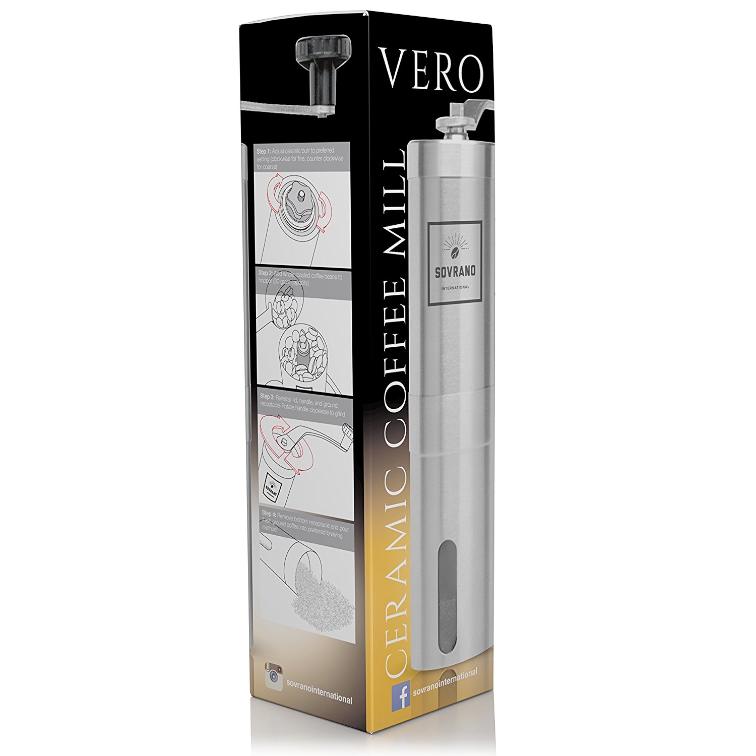 The Sovrano Int'l Coffee Grinder Best Ceramic Conical Burr Coffee