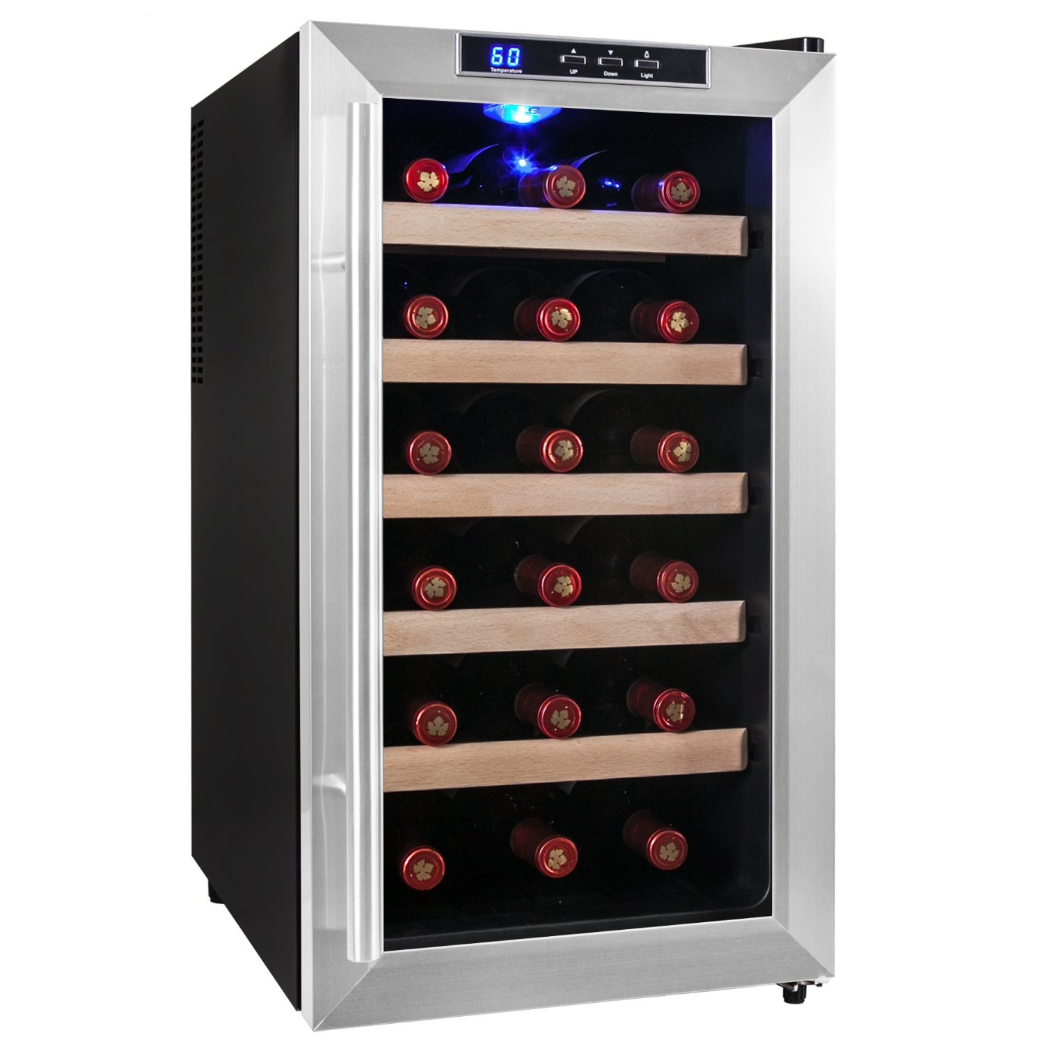 AKDY® 18 Bottle Single Zone Thermoelectric Stainless Steel Freestanding Wine Cooler Cellar