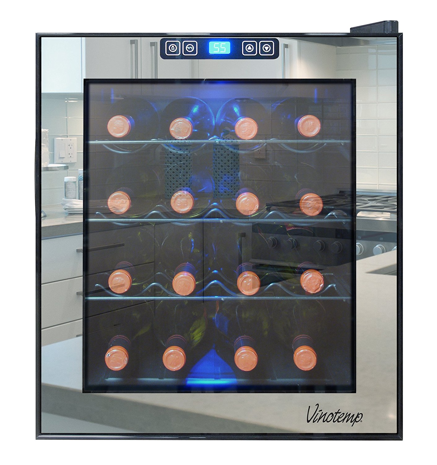 Vinotemp VNTVT28TSBM 28Bottle Mirrored Thermoelectric Wine Cooler N7