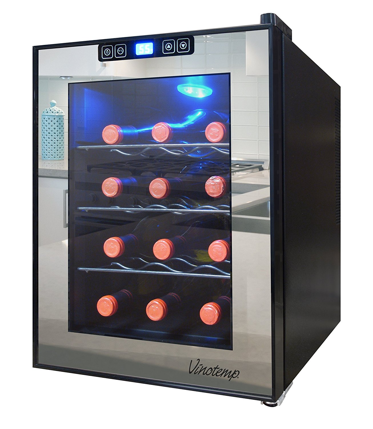 Vinotemp VNTVT28TSBM 28Bottle Mirrored Thermoelectric Wine Cooler N8