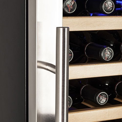 Koldfront 32 Bottle Free Standing Dual Zone Wine Cooler Black and