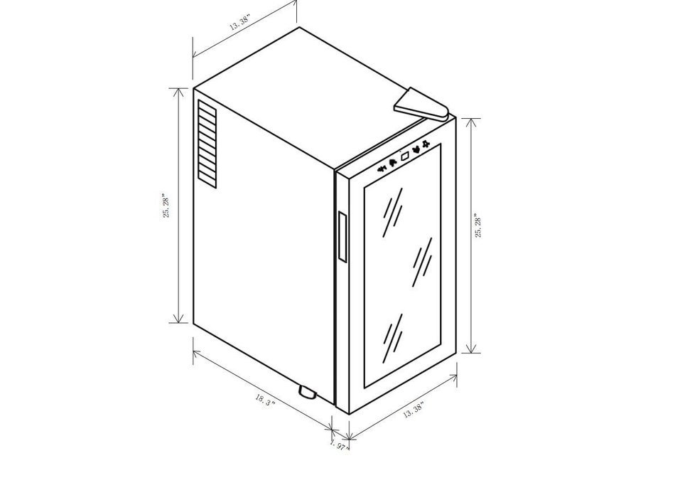 AKDY® 18 Bottles Freestanding Single Zone Thermoelectric Wood Shelf